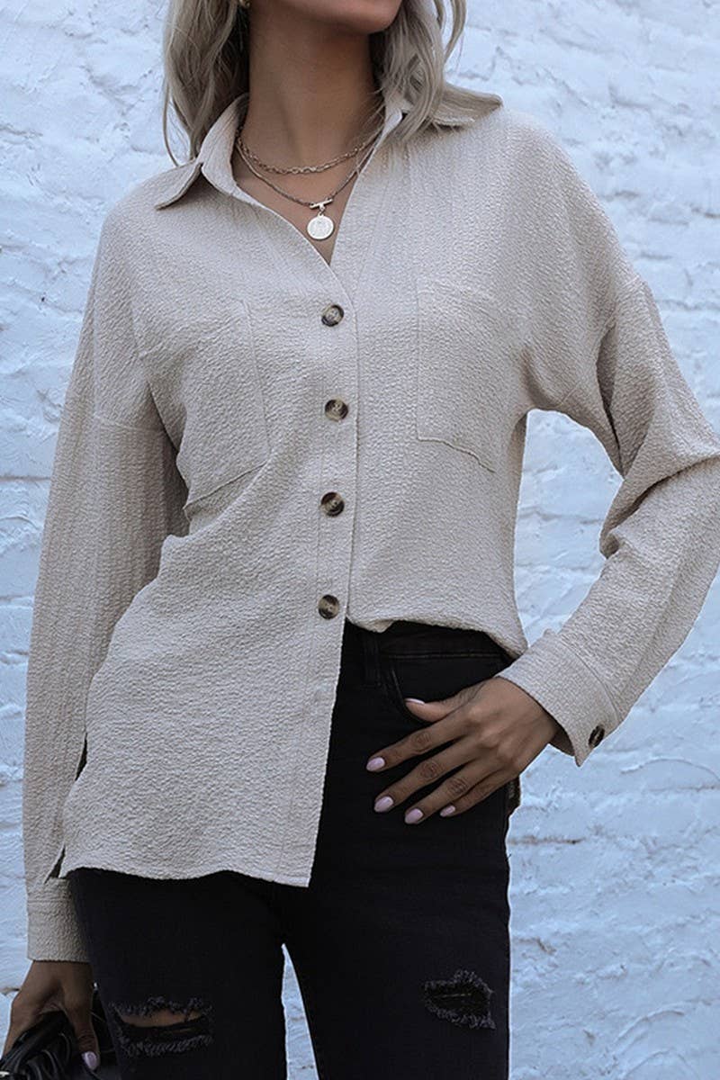 CWTSTL00959_LONG SLEEVE SOLID LAPEL MID-LENGTH VINTAGE SHIRT