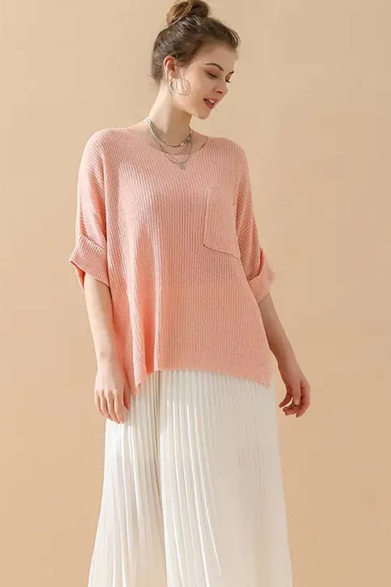 CWTTL1997_LOOSE SOLID COLOR FASHIONABLE PULLOVER SWEATER