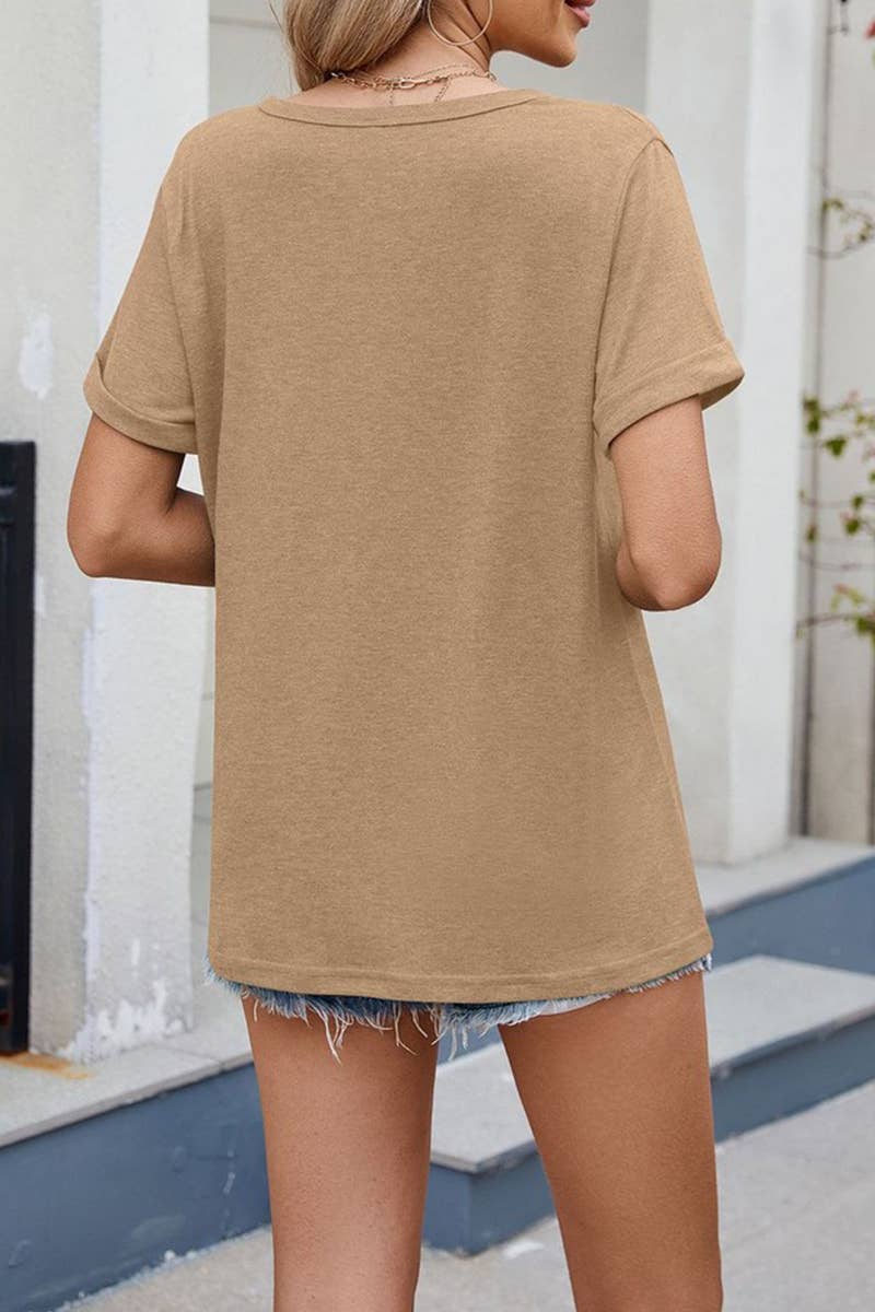 CWTTS1339_SUMMER NEW V-NECK LOOSE SHORT-SLEEVED T-SHIRT
