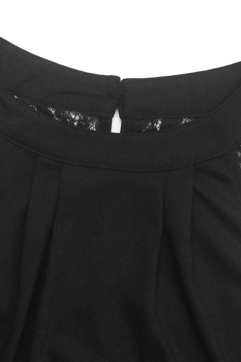 CWDHL0436_BLACK SLEEVELESS HALTER DRESS