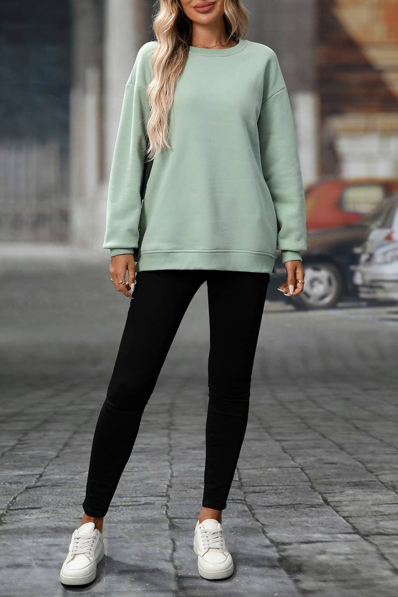 CWTBLL00831_SOLID COLOR CREWNECK PULLOVER SWEATSHIRT