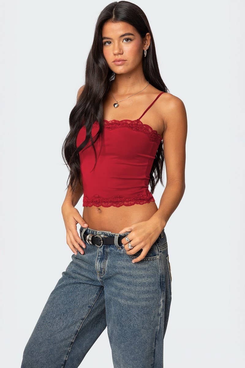 CWTTK0933_LACE TRIM SOLID COLOR CROP CAMI TOP