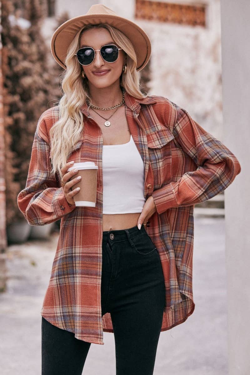 CWTSTL2191_PLAID LONG-SLEEVED BUTTON-UP SHIRT LONG