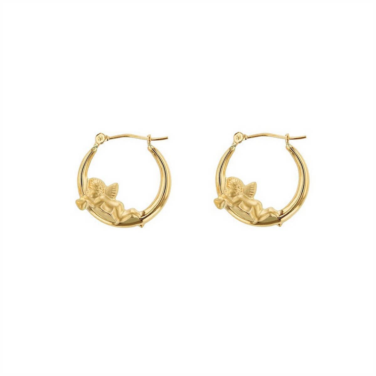 Sweet Cupid Pearl Bow Compass Dangle Earrings