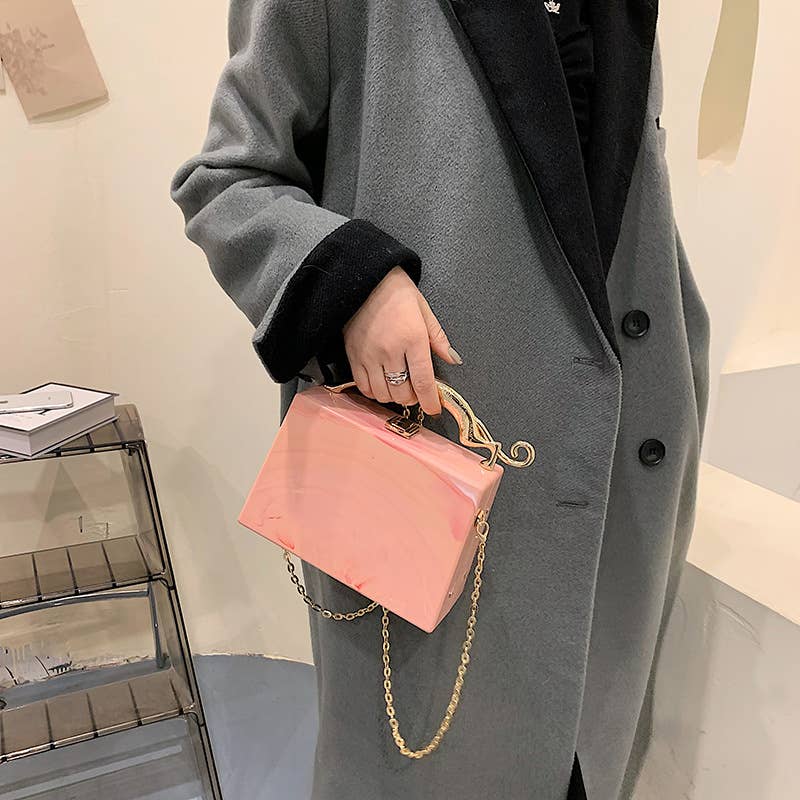 Candy-colored acrylic hand-held crossbody bag