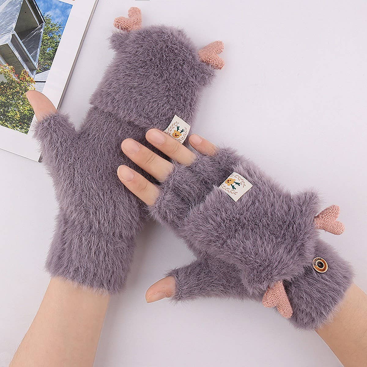 WINTER WOMEN'S HALF FINGER KNITTED THICK GLOVES_CWAG0246