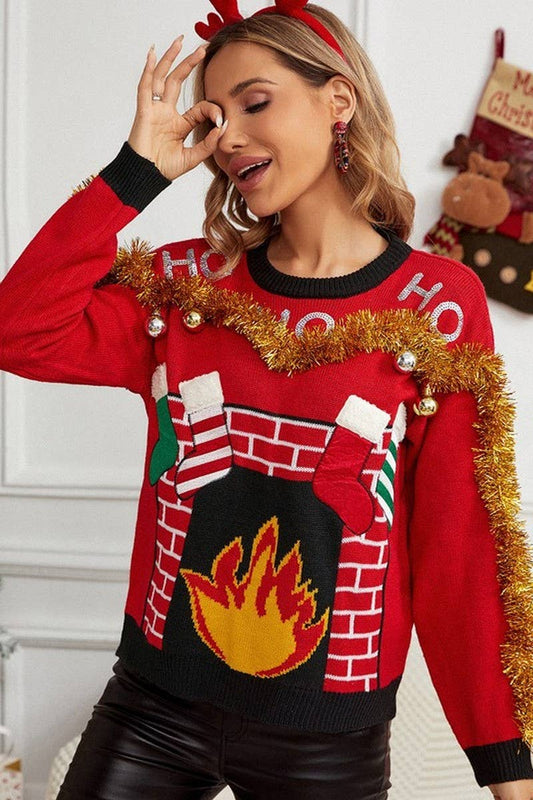 CWOSWL2441_CHRISTMAS DECORATION EMBROIDERY CHRISTMAS SWEATER