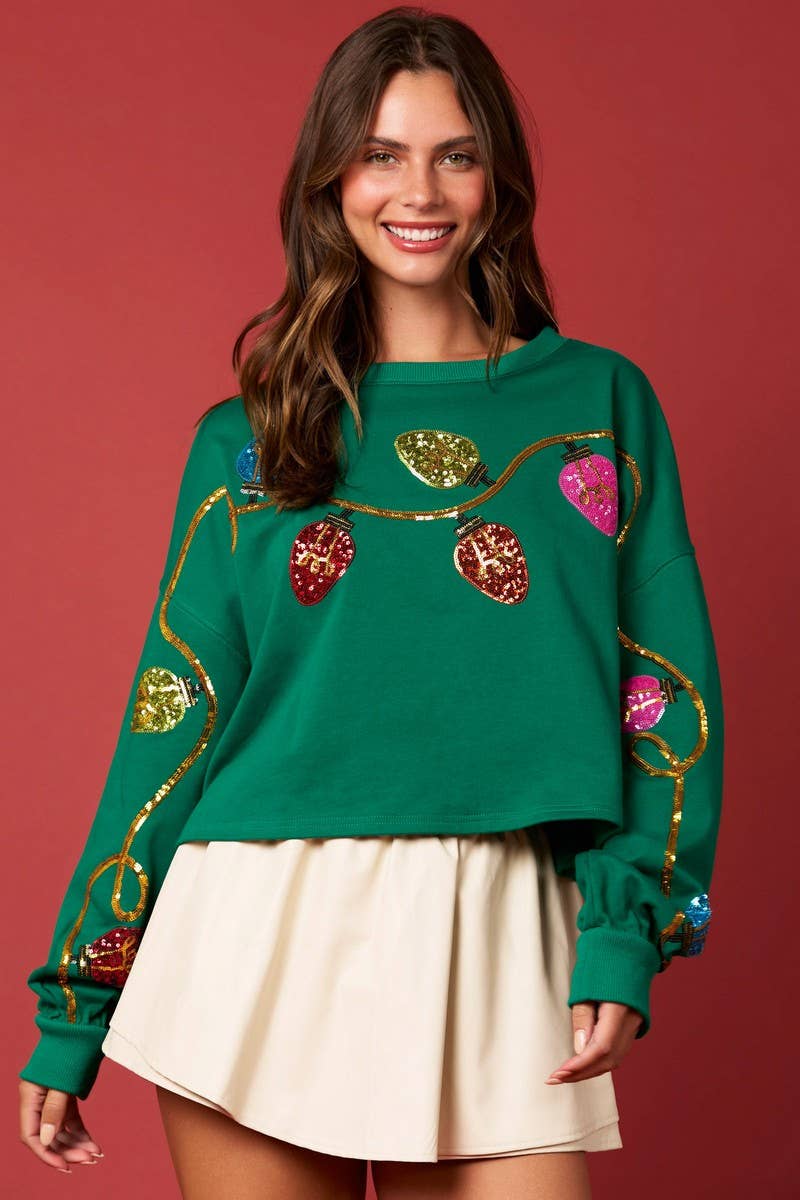CWTBLL01270_CHRISTMAS BELL SEQUIN CROP SWEATSHIRT