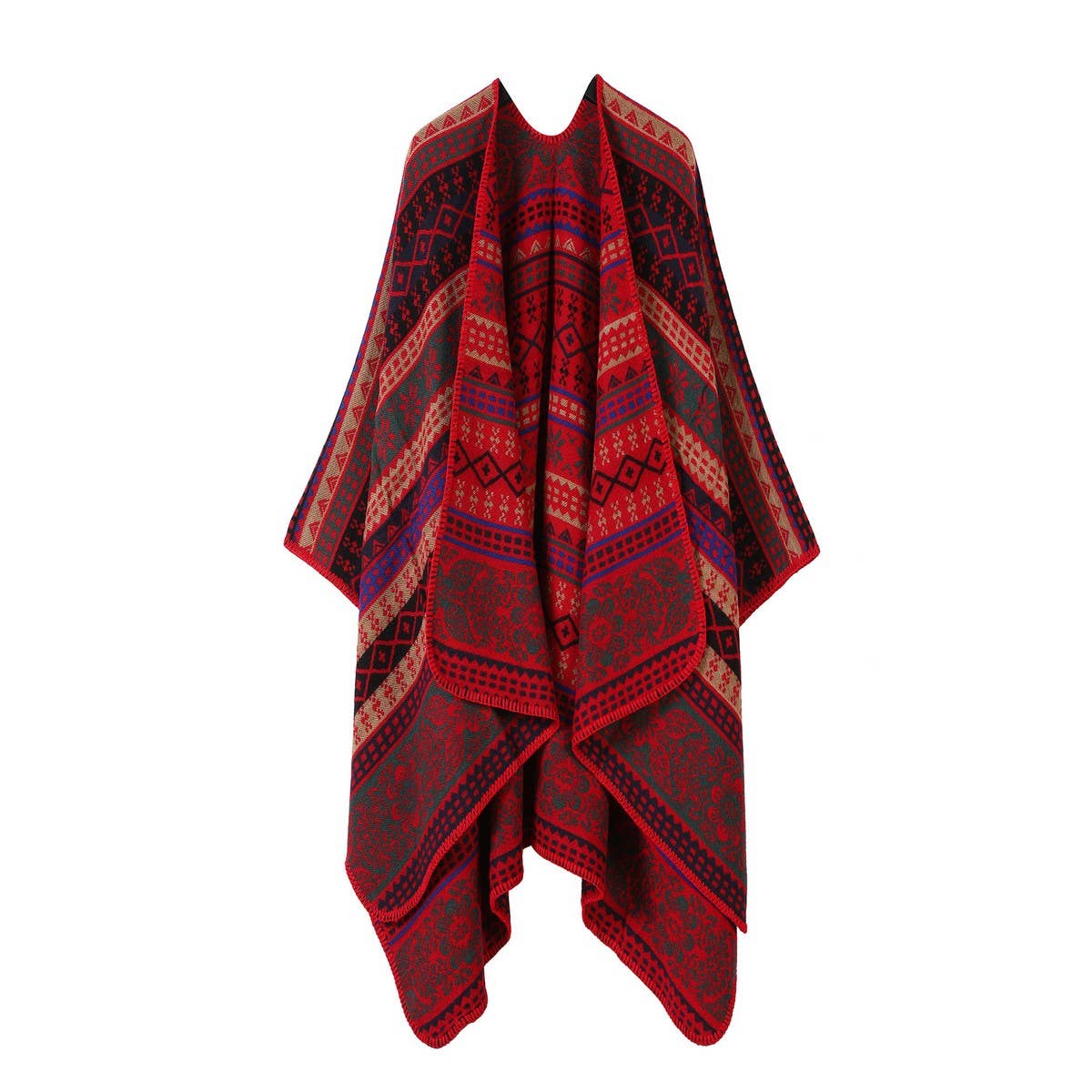 LINE PATTERN SCARF THICKENED KNITTED CAPE SHAWL