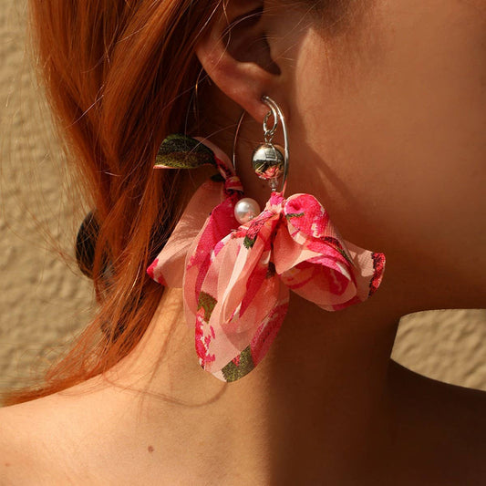 Handmade Fabric Print Hoop Earrings Bold & Unique