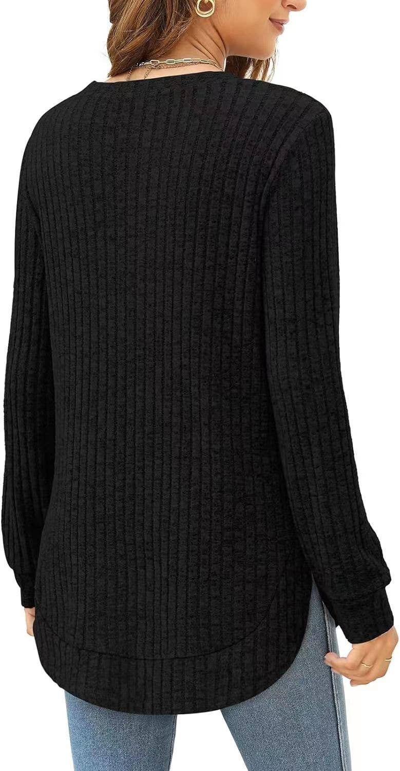 CWTTL1243_Crew Neck Pullover Casual Long Sleeve Top