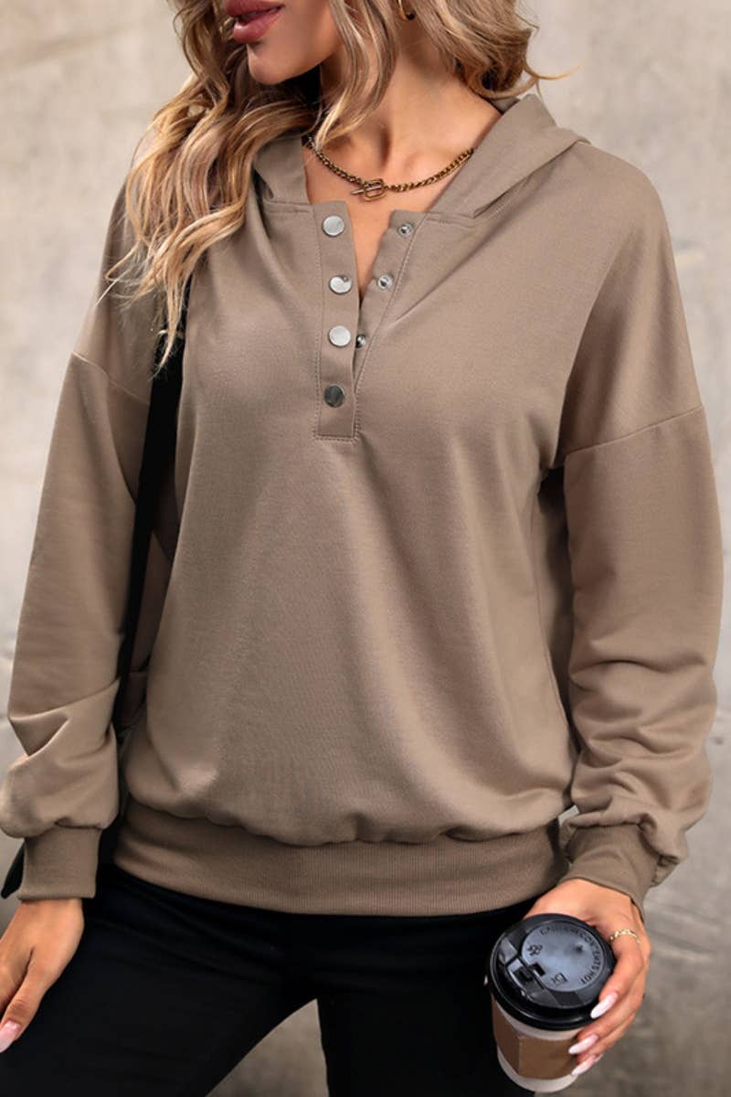 CWOHOL1004_FALL BUTTONED HOODED LONG-SLEEVED HOODIE