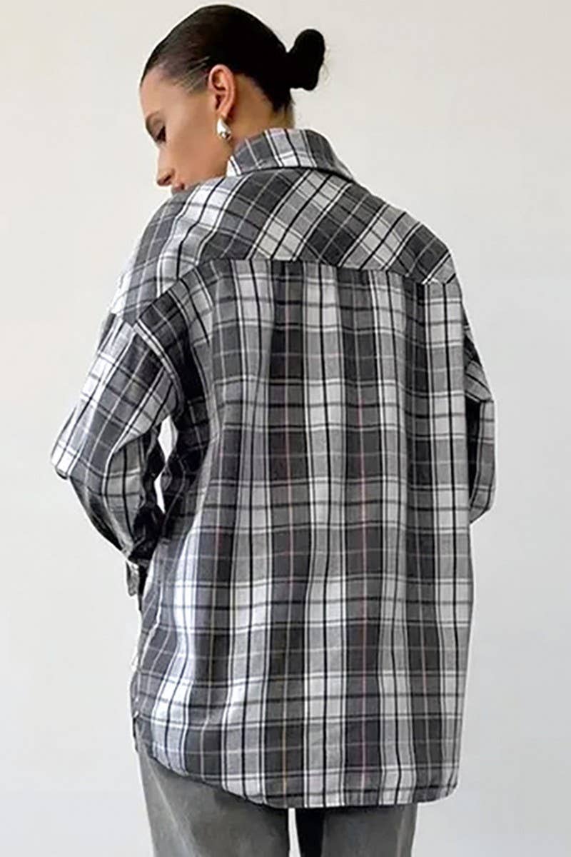 CWTBLL557_CLASSIC LOOSE CASUAL PLAID LONG-SLEEVED SHIRT