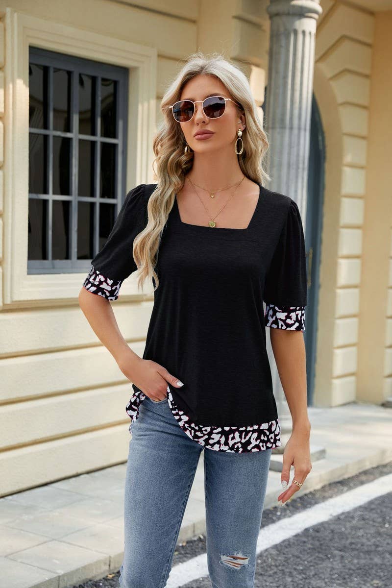CWTTS0762_Sweetheart Neck Shirt Sleeve Top