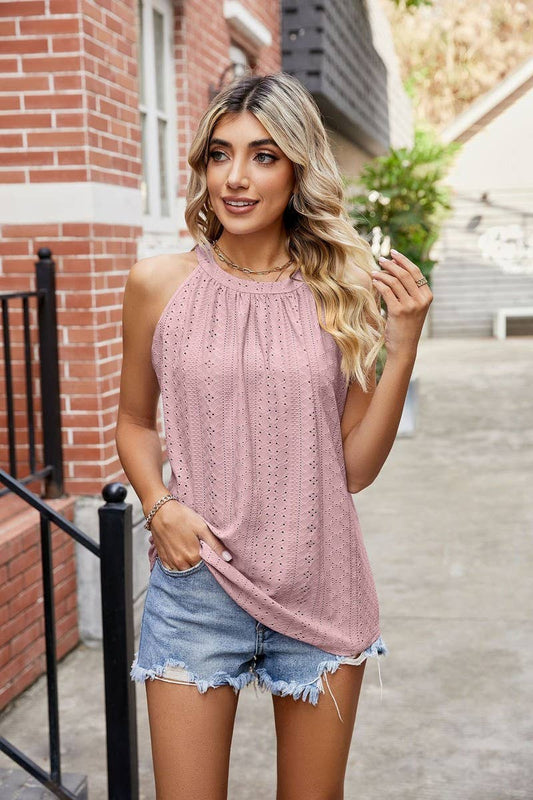 CWTTSL0247_Round Neck Sleeveless Knit Top