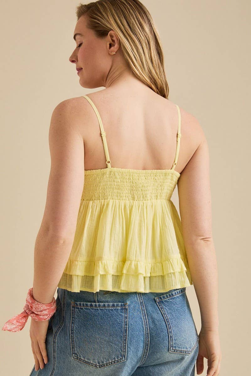 CWTTK1145_LACE TRIM V-NECK CAMI LOOSE CROP TOP