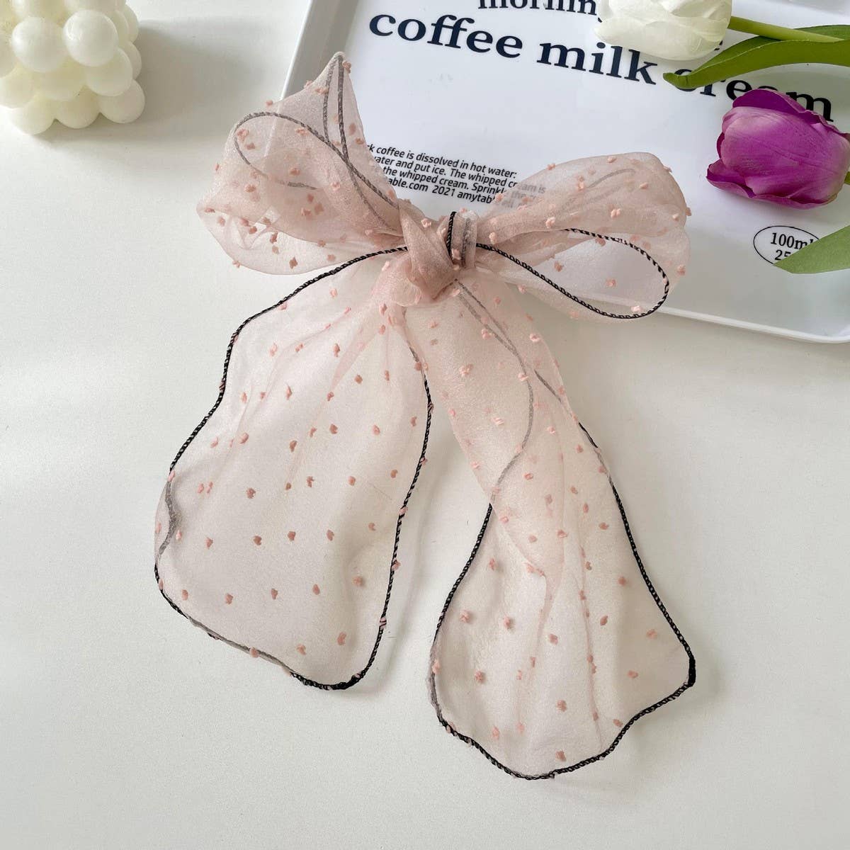FASHIONABLE POLKA DOT BOW SCARF SCARF