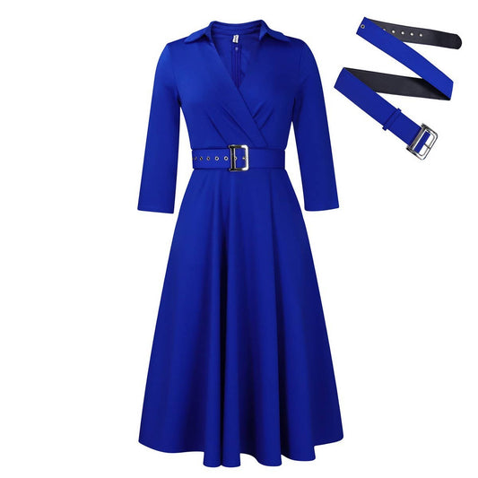 FASHIONABLE AND ELEGANT SOLID COLOR PLUS SIZEDRESS_CWDMD3659