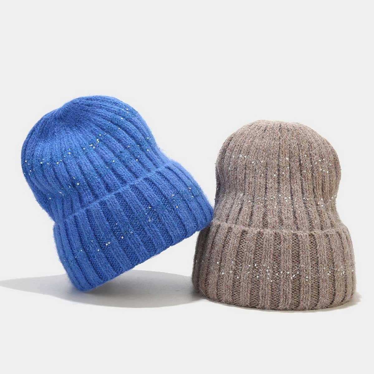 OUTDOOR COLD-PROOF CURLED SEQUINED KNITTED HAT_CWAH1604