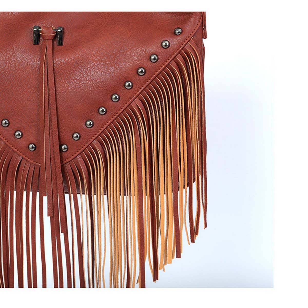 CWAB4537_PU LEATHER RIVET TASSEL SHOULDER CROSSBODY BAG