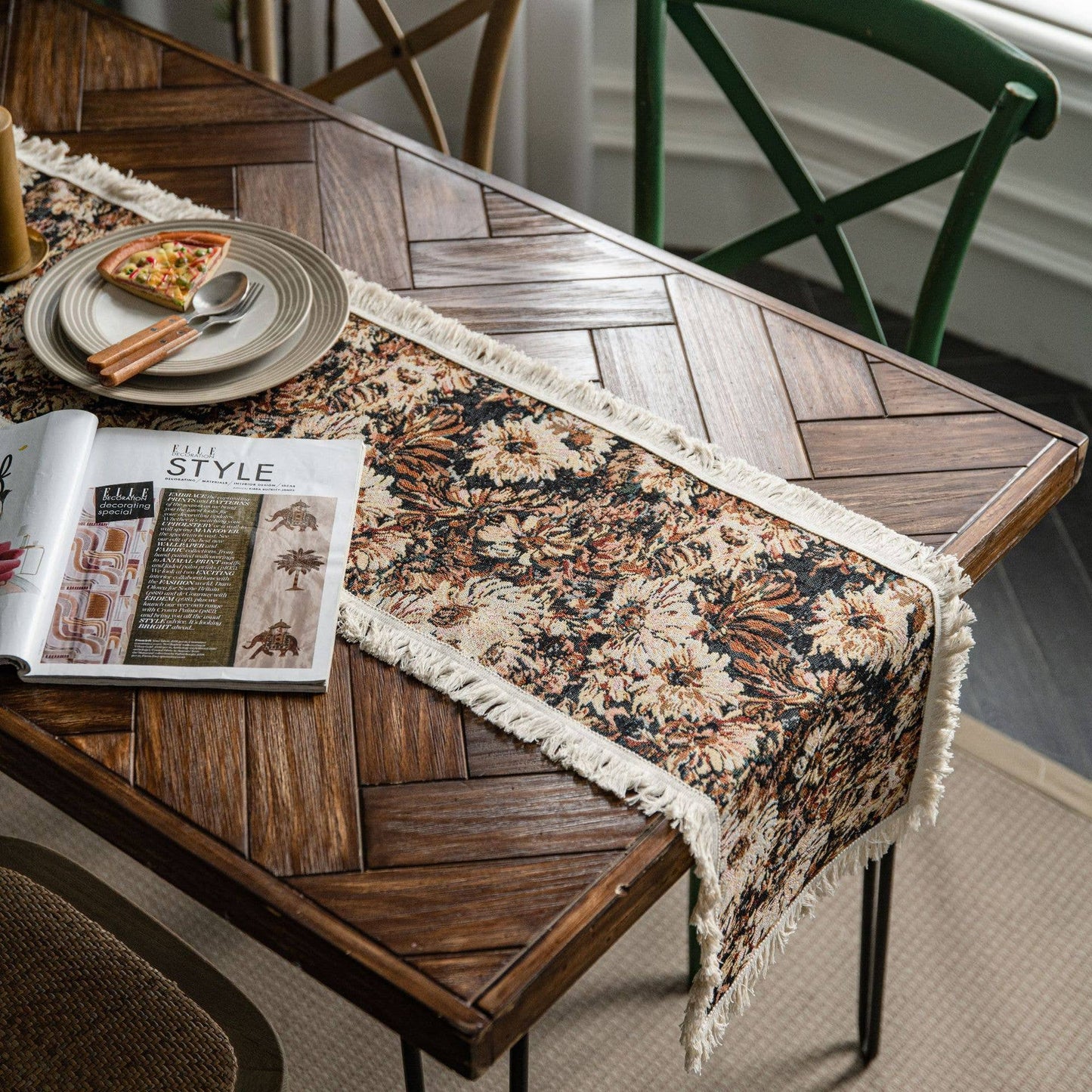 TASSEL DETAILED MULTI PATTERN TABLE RUNNER