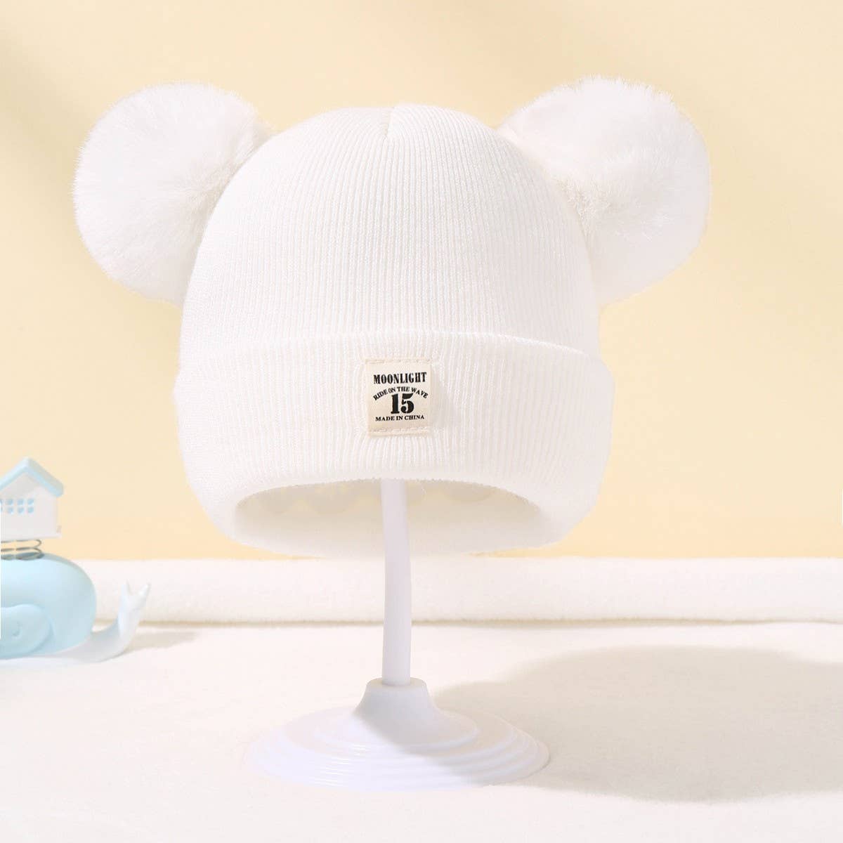 SOLID COLOR CHILDREN'S DOUBLE BALL KNITTED HAT_CWAH1742