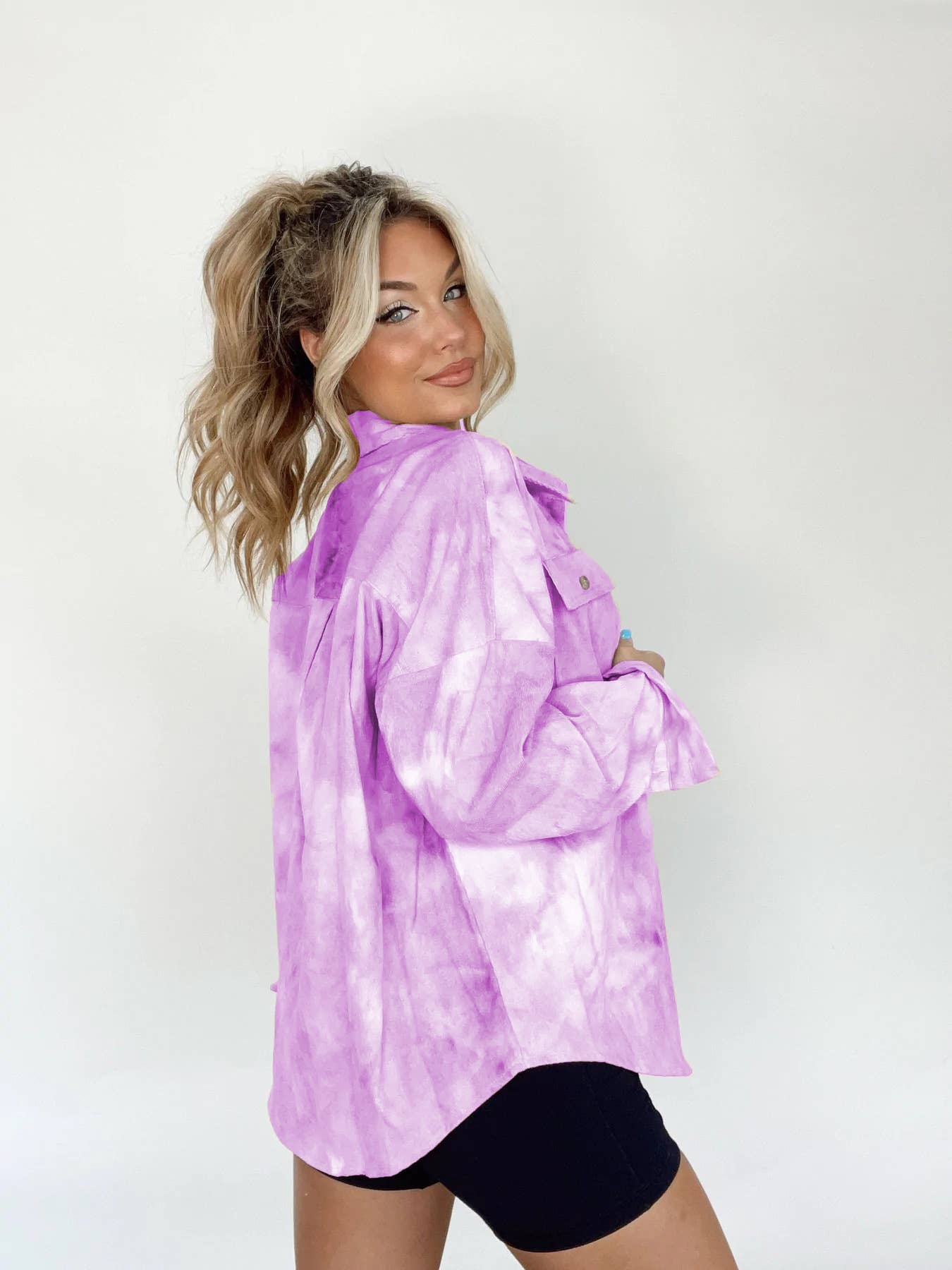 CASUAL LONG-SLEEVED TIE-DYE SHIRT JACKET