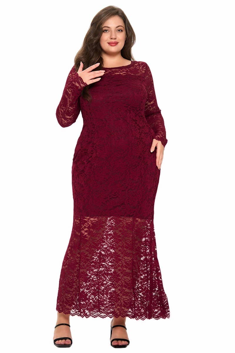 CWDMD3233_PLUS SIZE LACE MERMAID EVENING GOWN DRESS