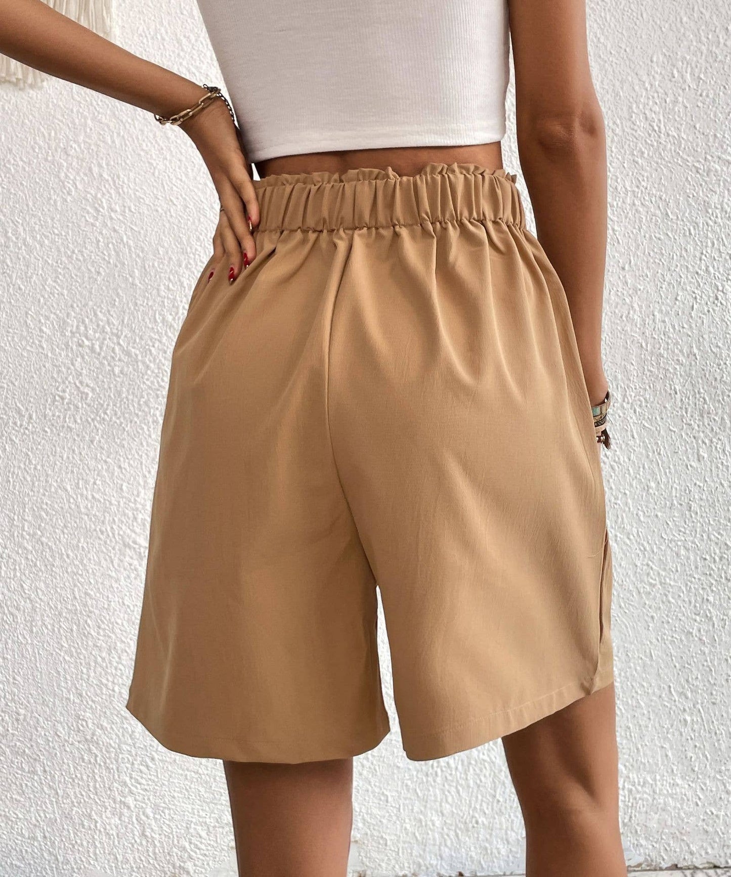 Elegant commuter high-waisted wide-leg shorts