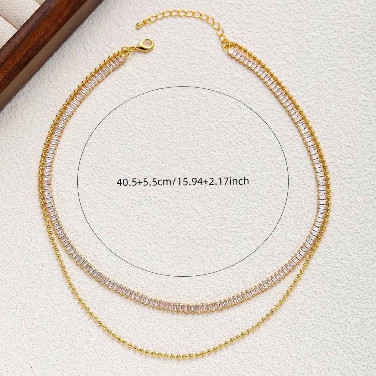 STACKED TWO-LAYER DIAMOND CHAIN NECKLACE_CWMM3623