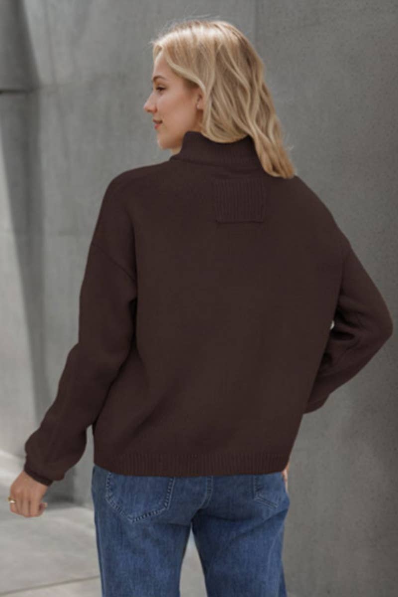 CWOCAL2213_HIGH-NECK POCKET BUTTON LONG-SLEEVED CARDIGAN