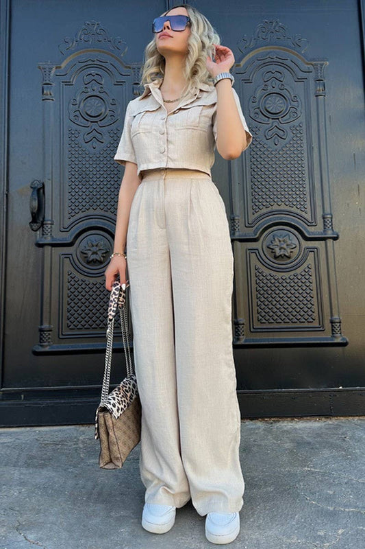 CWSS1063_SUMMER ELEGANT CASUAL WOMEN'S TWO-PIECE SUIT