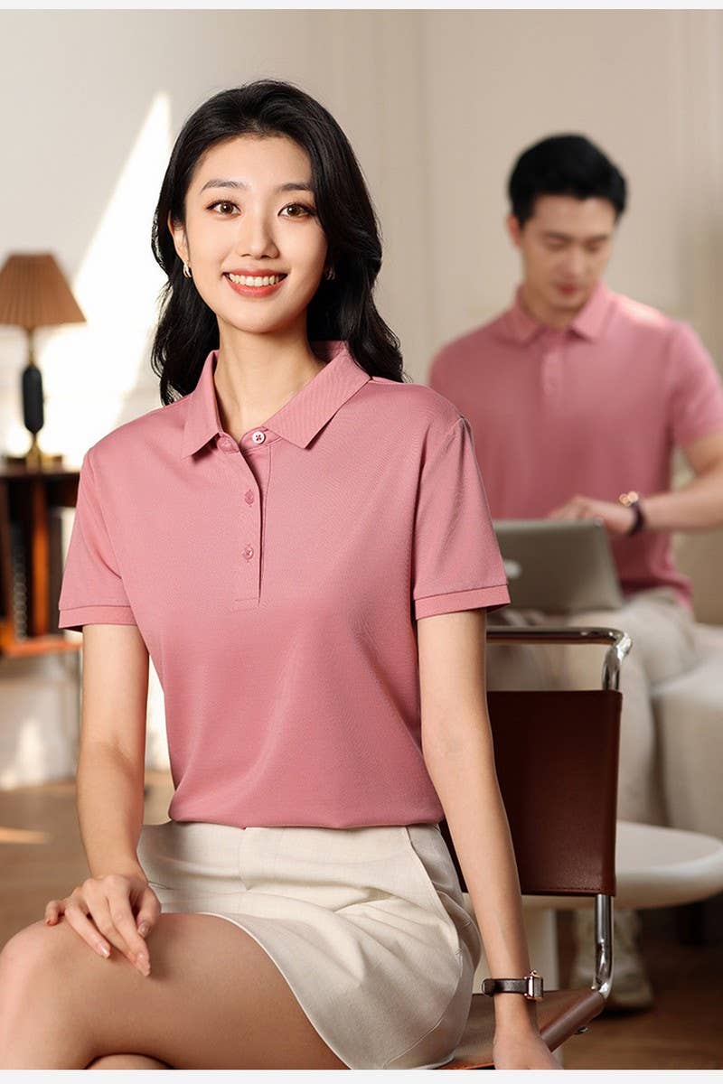 CWTBLS02431_SOLID COLOR MULBERRY SILK LAPEL POLO SHIRT