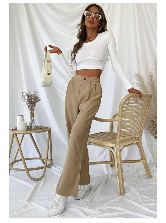 COMMUTER CORDUROY COMMUTER STYLE WIDE-LEG PANTS