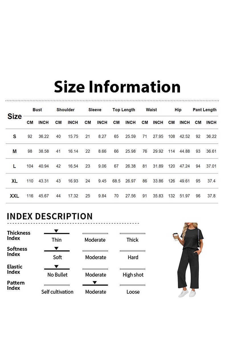 CWSS01301_SUMMER SHORT-SLEEVED WIDE-LEG PANTS CASUAL SUIT