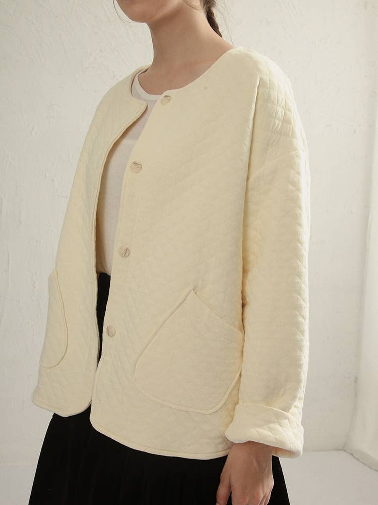 Diamond-shaped double-sided cotton jacket