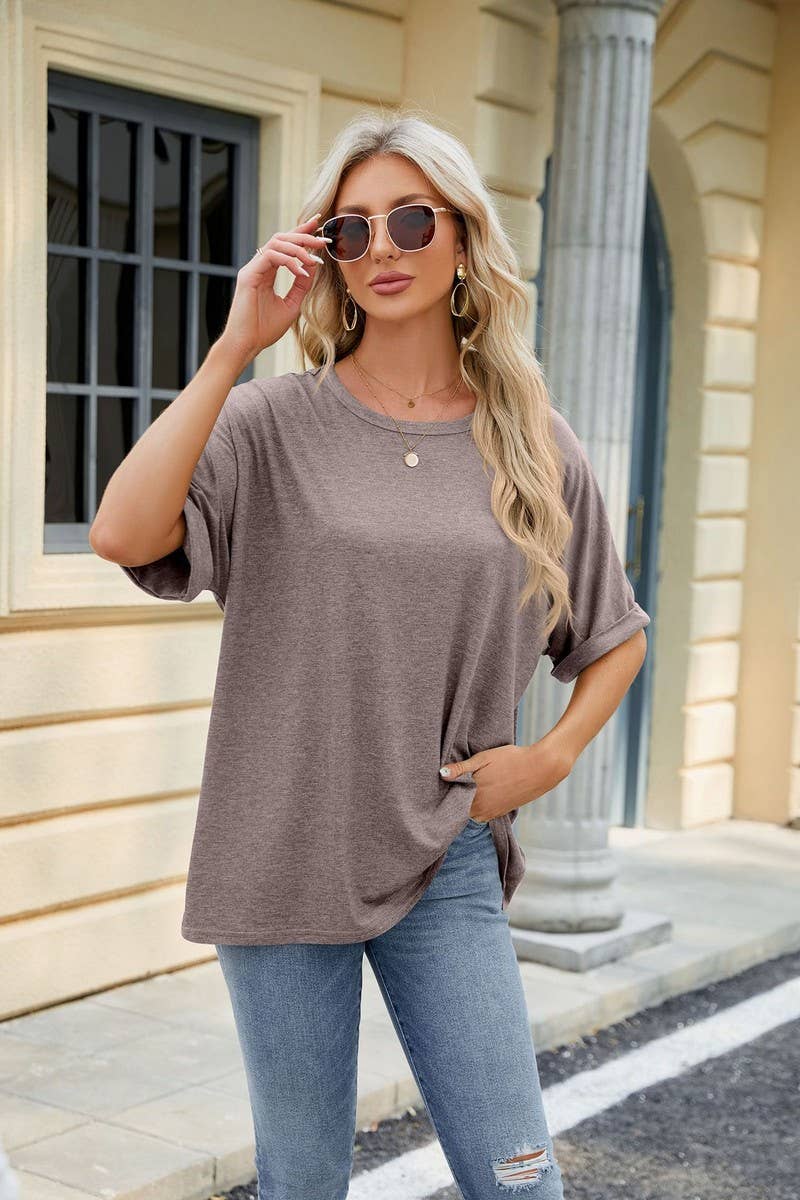 CWTTS0816_Round Neck Short Sleeve Knit Top