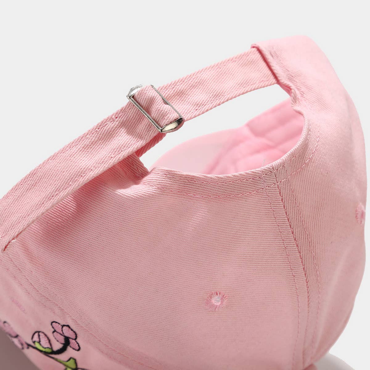 Embroidered Peach Blossom Cotton Baseball Cap CWAH1639