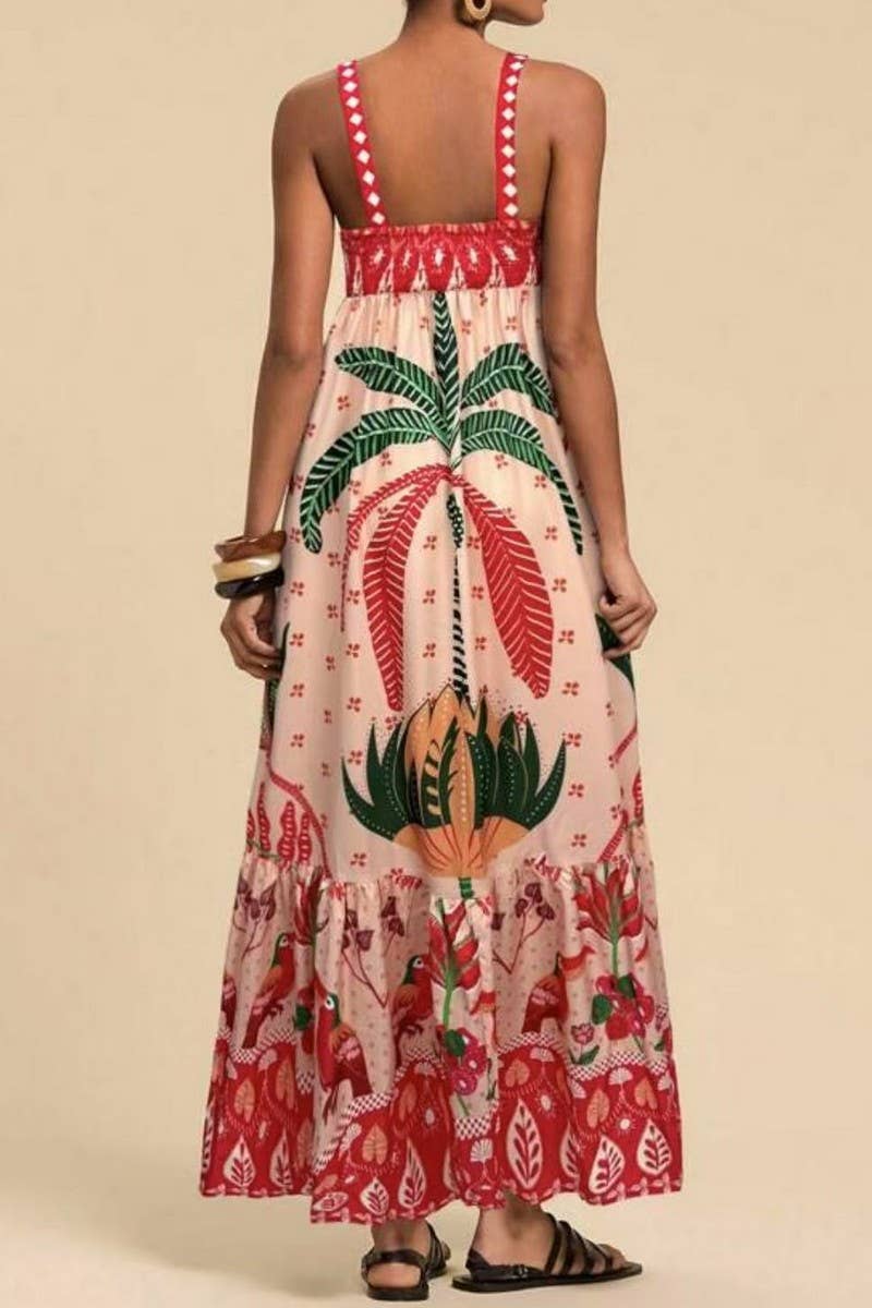 CWDMD5835_BOHO FLORAL STRAPPY CASUAL VACATION DRESS