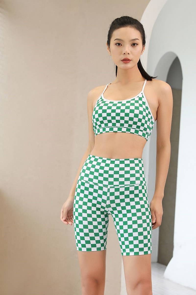 CWTTK1105_YOGA TANK TOP WITH CHECKERBOARD PRINT AND PADDING