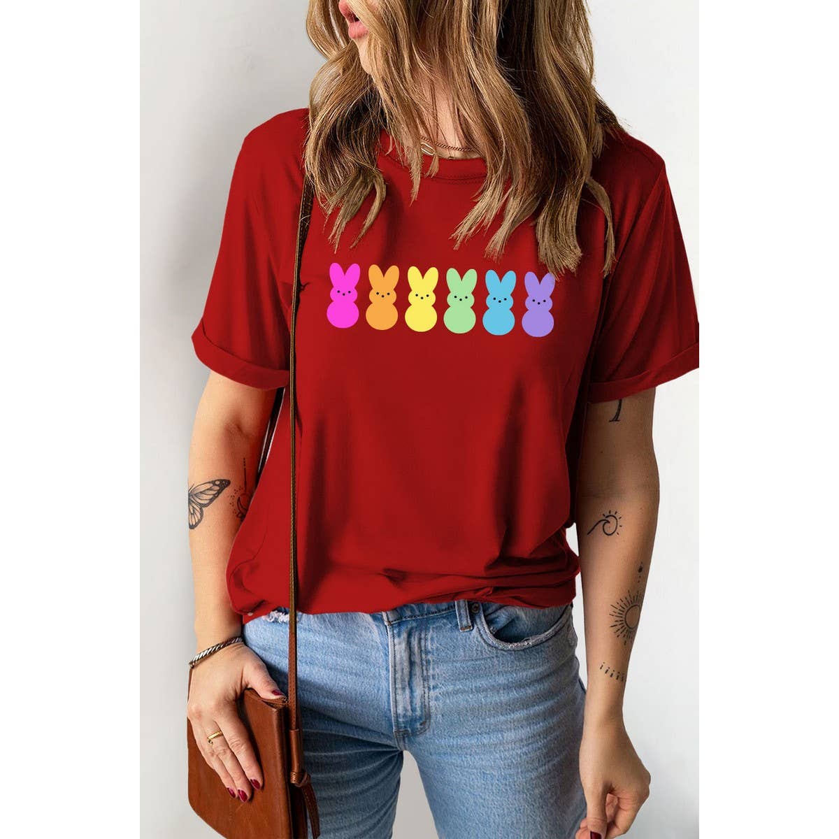 CUTE PRINTED BUNNY ROUND NECK T SHIRT FOR EASTER_CWTTS0790