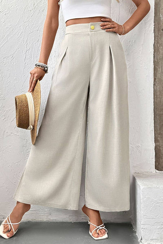 CWBLP2025_SOLID HIGH WAIST SPLIT WIDE LEG TROUSERS
