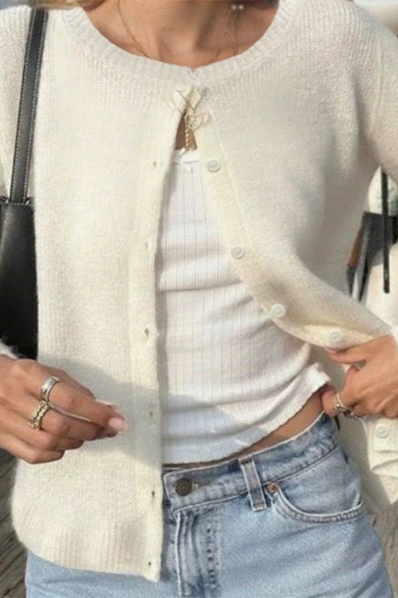 CWOCAL00751_CASUAL SIMPLE LONG SLEEVE KNIT CARDIGAN