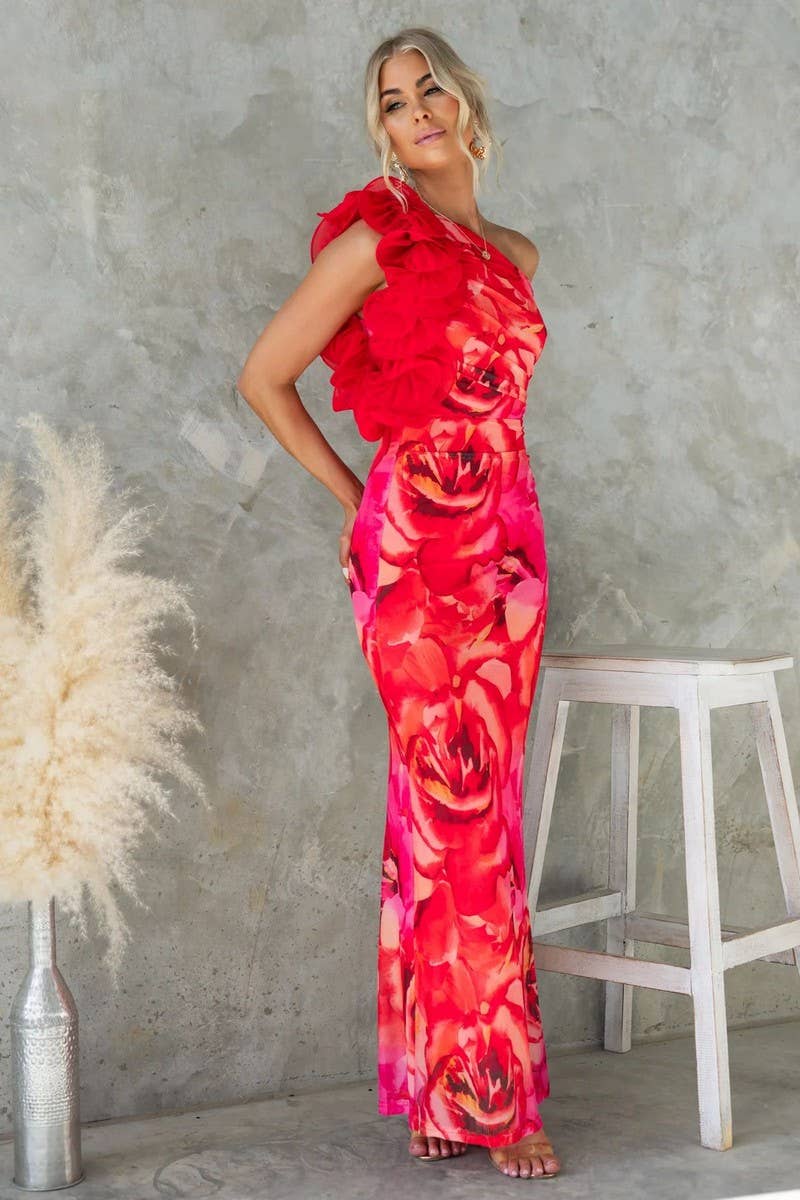 CWDMD5539_SLIM FIT THREE-DIMENSIONAL FLOWER SEXY DRESS