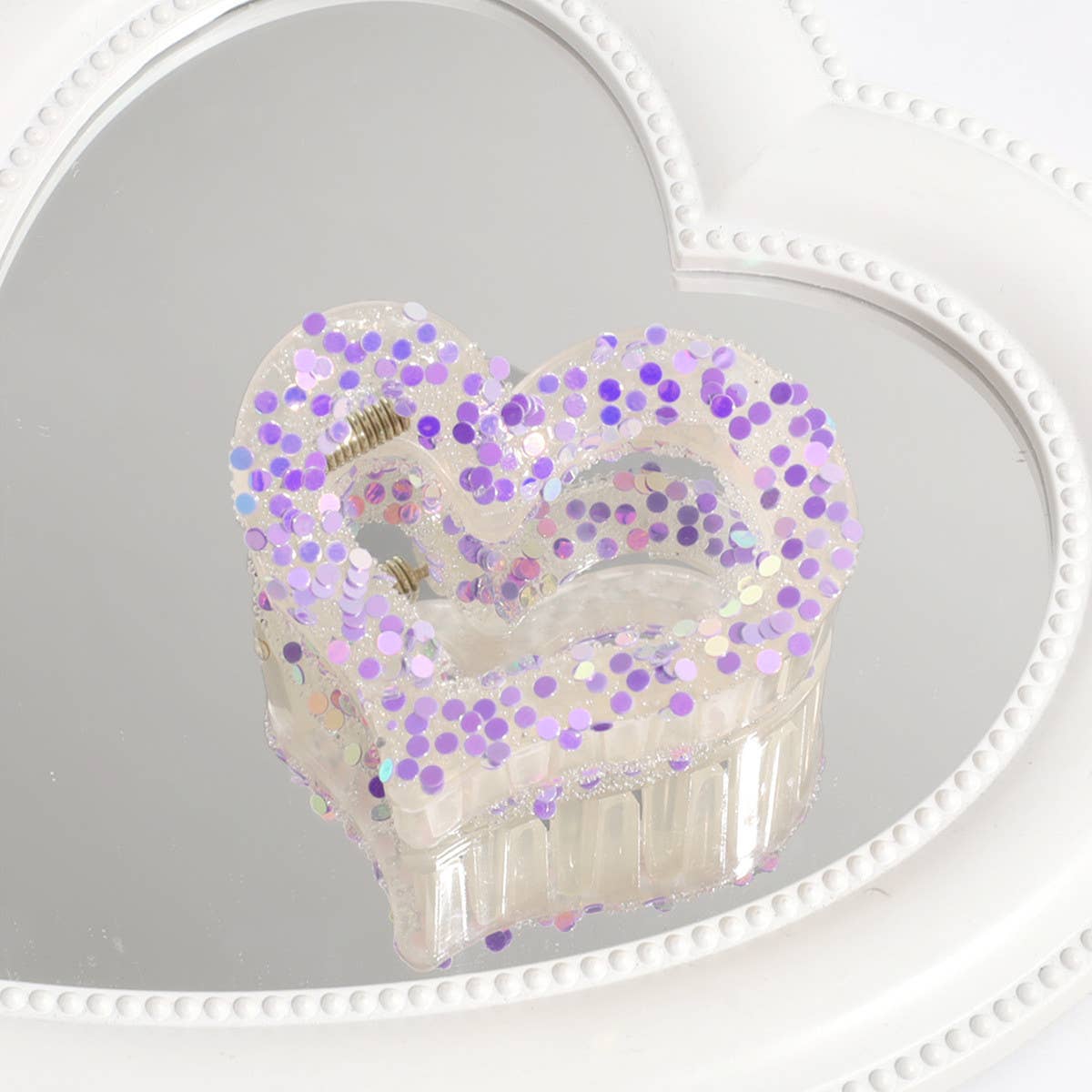 Heart & Star Glitter Hair Claw,Sweet Back Bun Clip