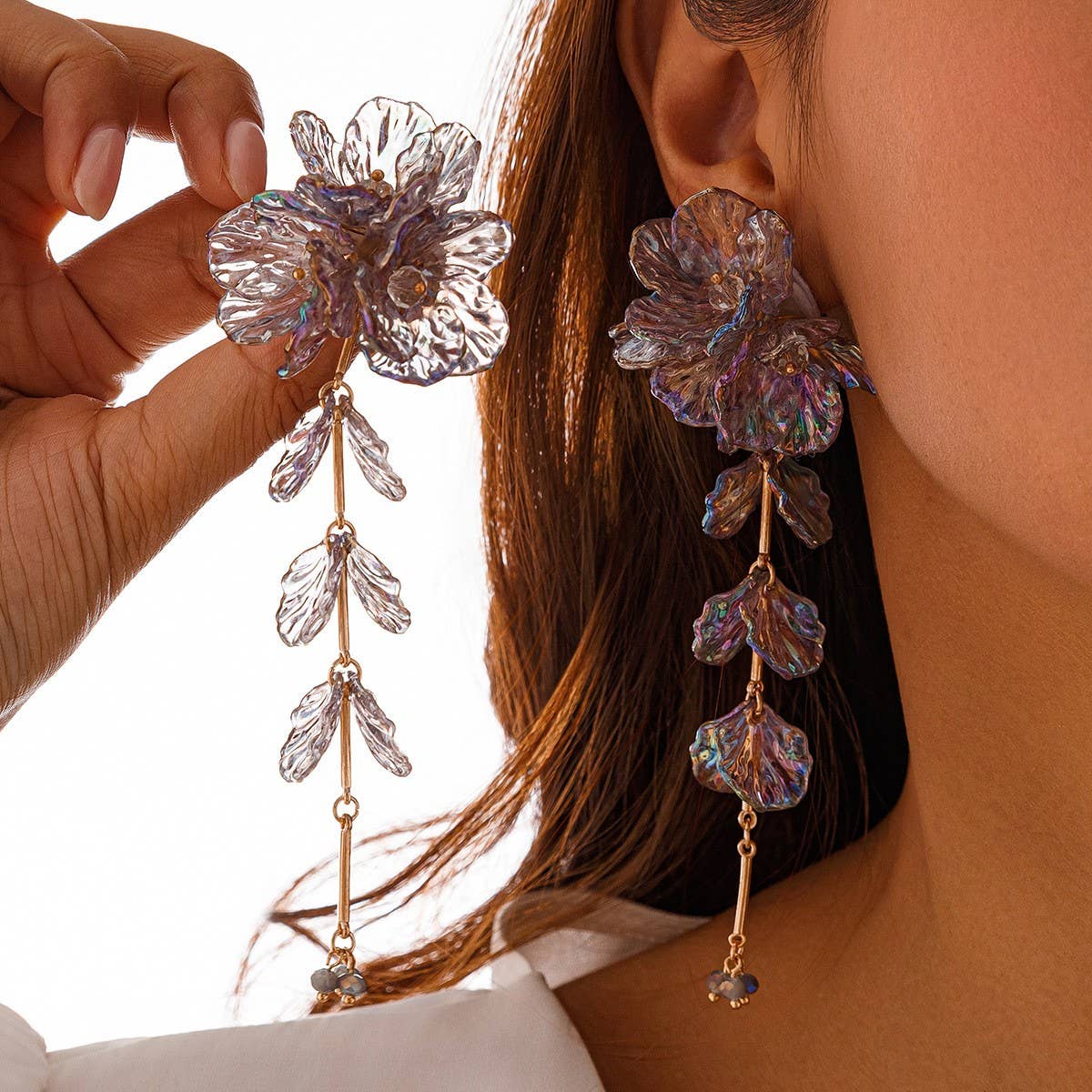 COLORFUL MERMAID FLOWER NECKLACE EARRING SET