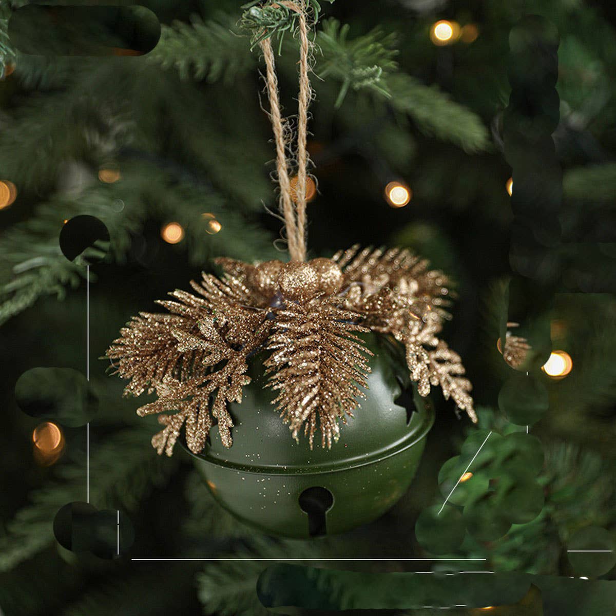 CWAG00596_CHRISTMAS PINECONE RED BERRY BELL TREE ORNAMENTS