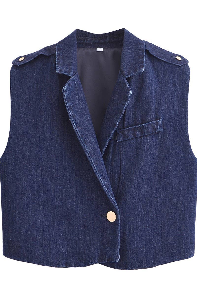 CWSBSSL0151_DENIM SUIT VEST + PANTS PERSONALITY STREET SUIT