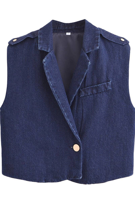 CWSBSSL0151_DENIM SUIT VEST + PANTS PERSONALITY STREET SUIT