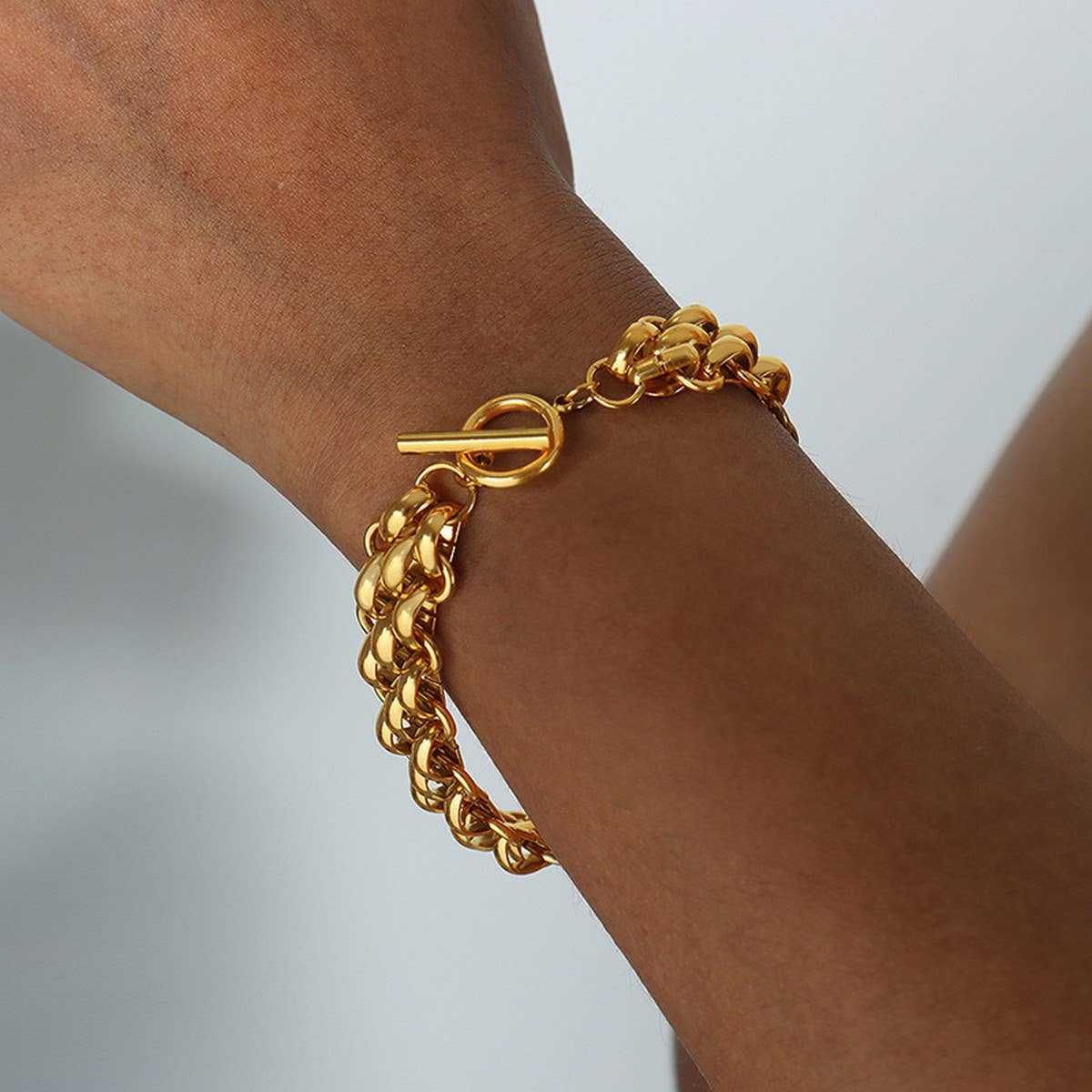 TITANIUM STEEL THICK CHAIN BRACELET NECKLACE